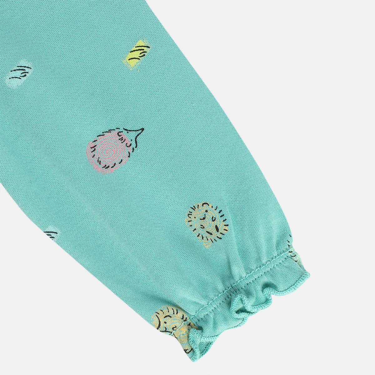 Girls Cotton Pack Of 2 Full Sleeves Animal Printed & Sun printed Knit Top -Teal Blue & White