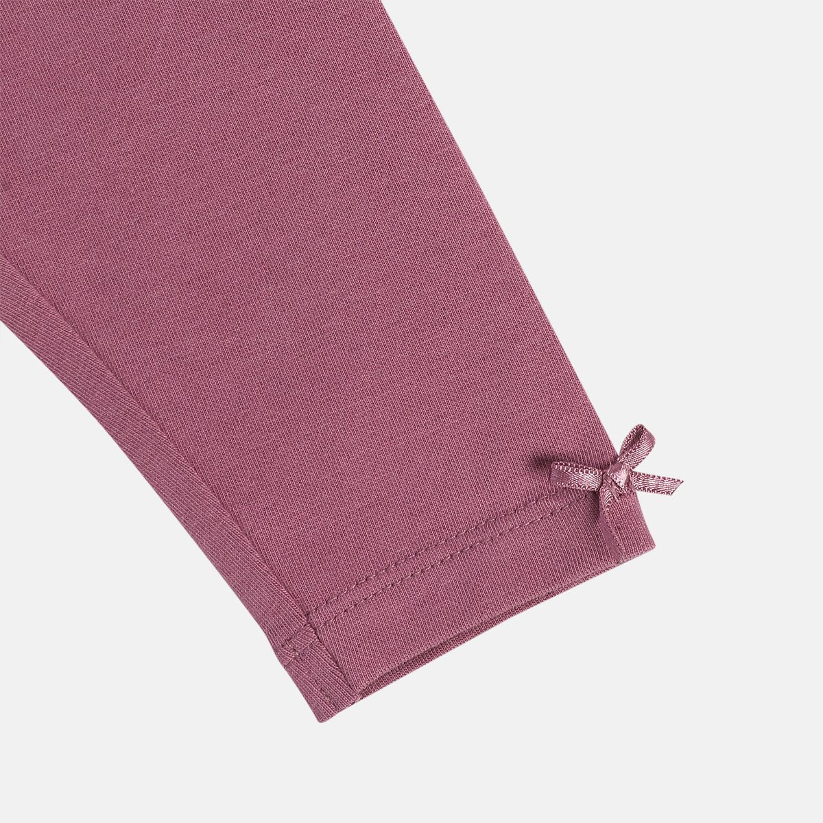 Girls Cotton Pack Of 2 Full Length Solid & Floral Printed Leggings - Purple & Red