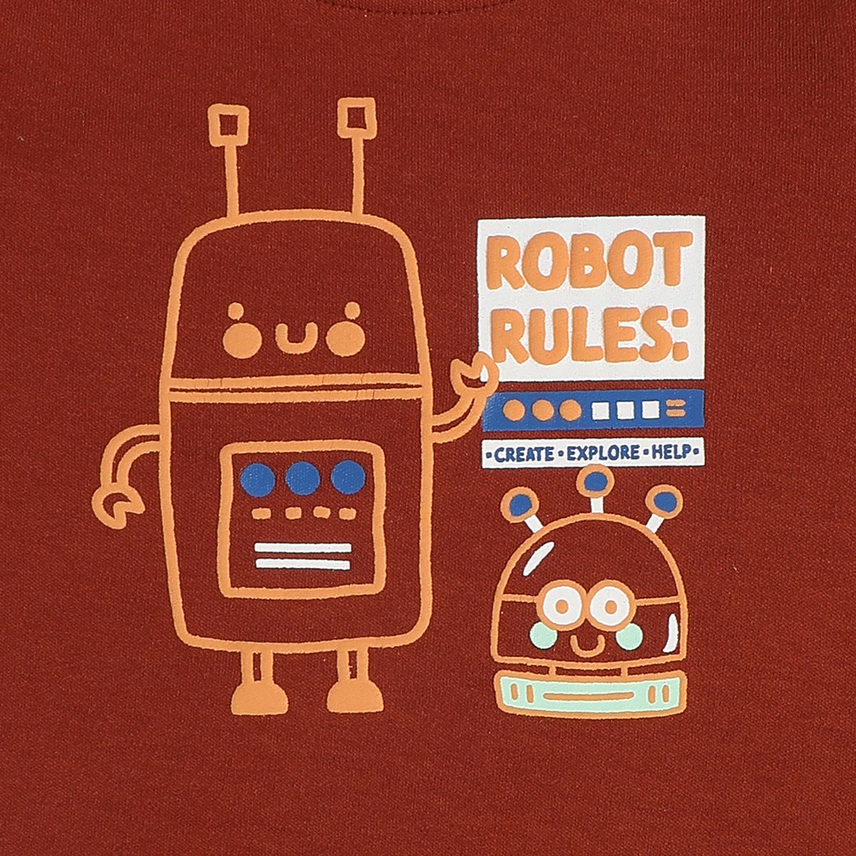 Boys Grey / Brown Round Neck Full Sleeves T-Shirt