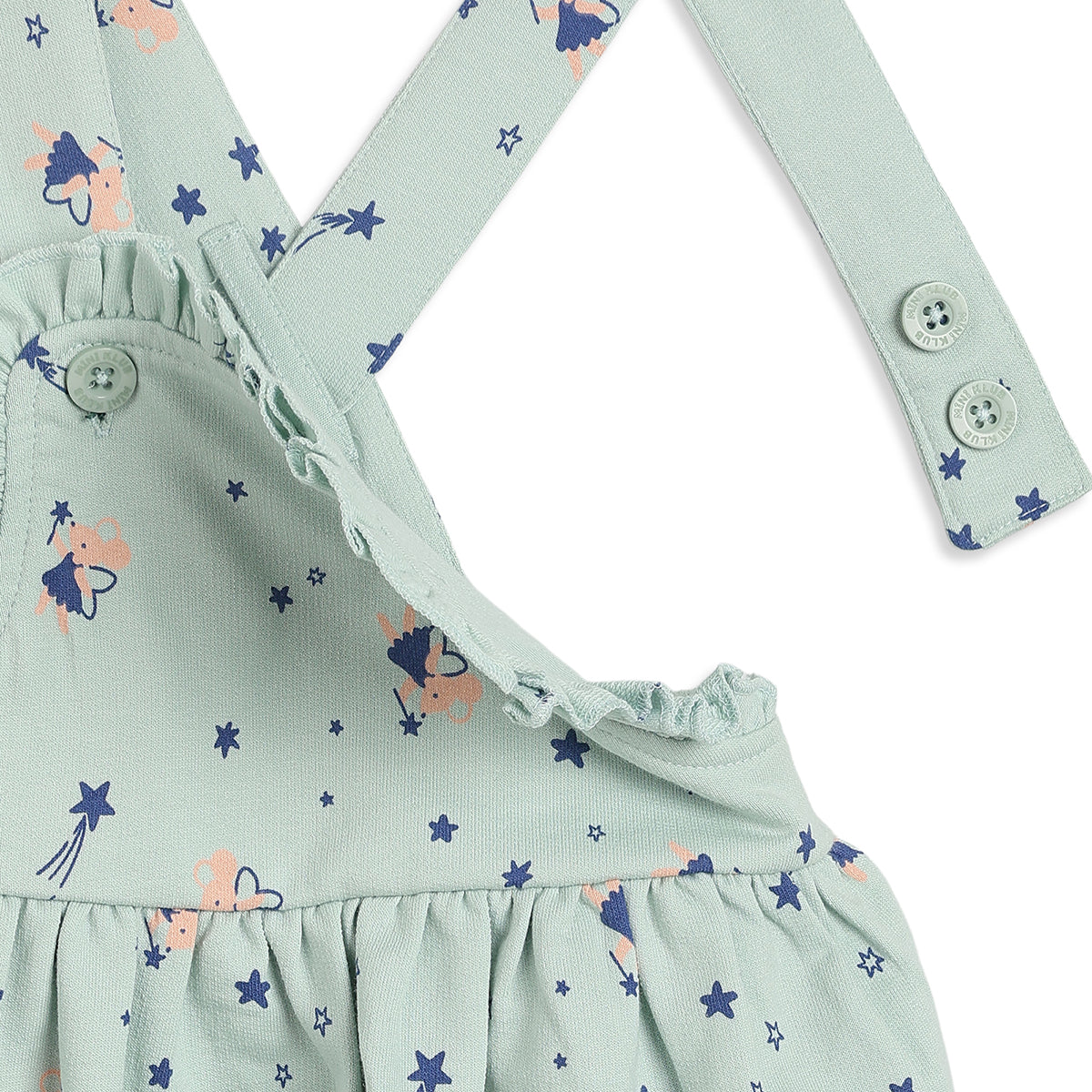Baby Girls Mint and Blue Knit Pinny Set Regular Fit Casual Wear