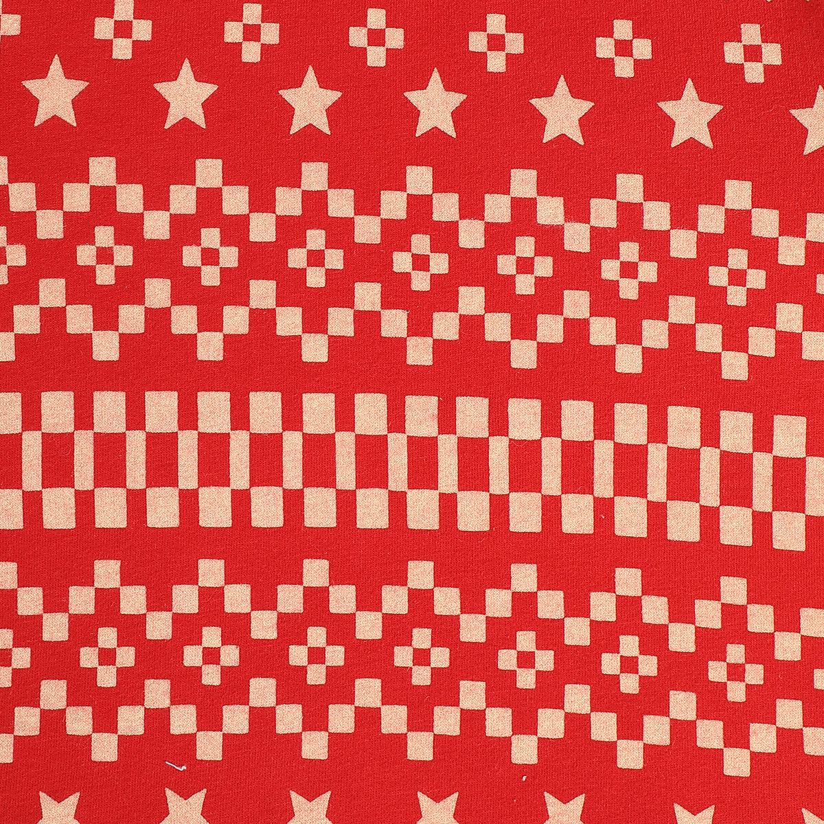 Girls Cotton Full Sleeves Geometric Printed Top & Bottom - Red