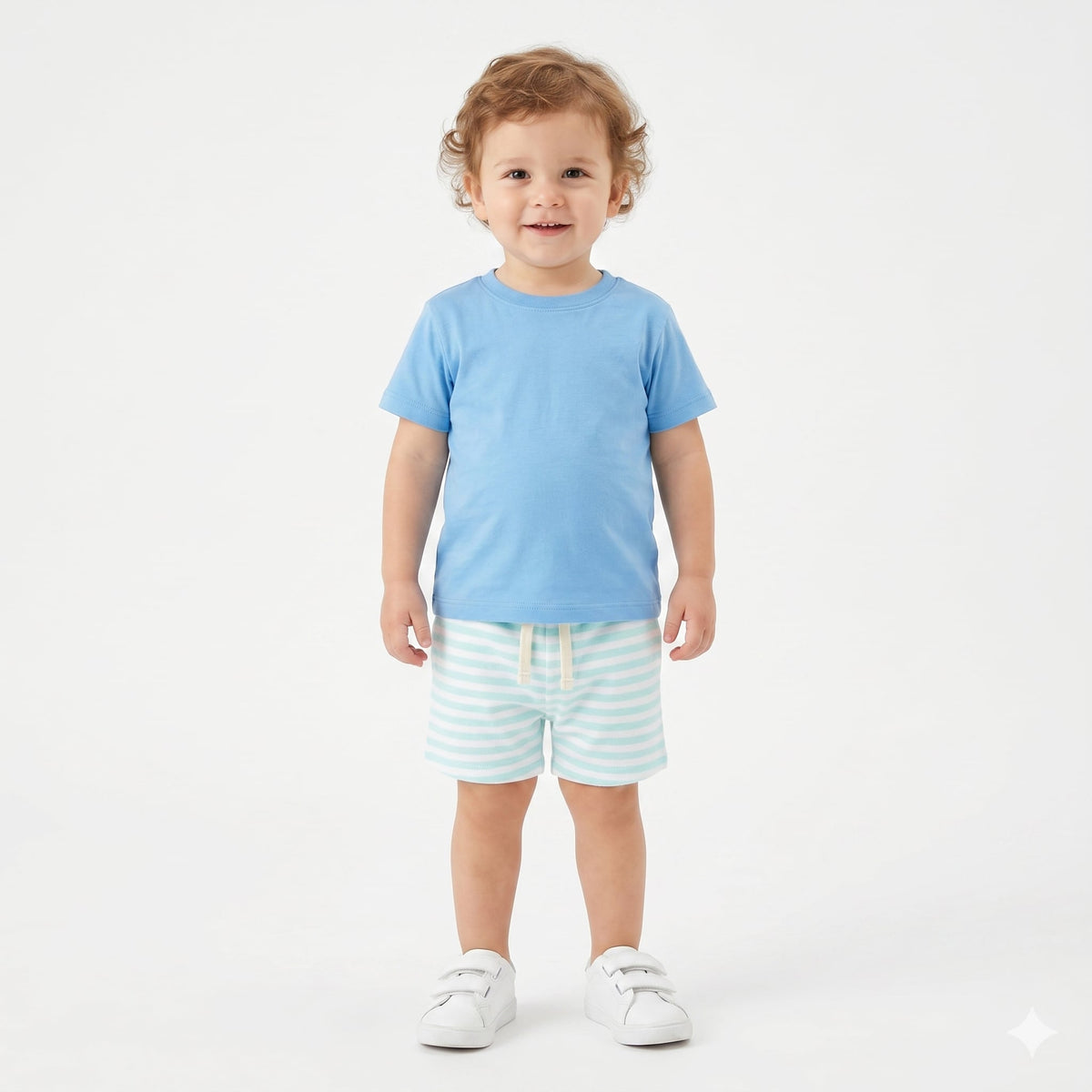 Baby Boys Striped Shorts, Mint Green and White