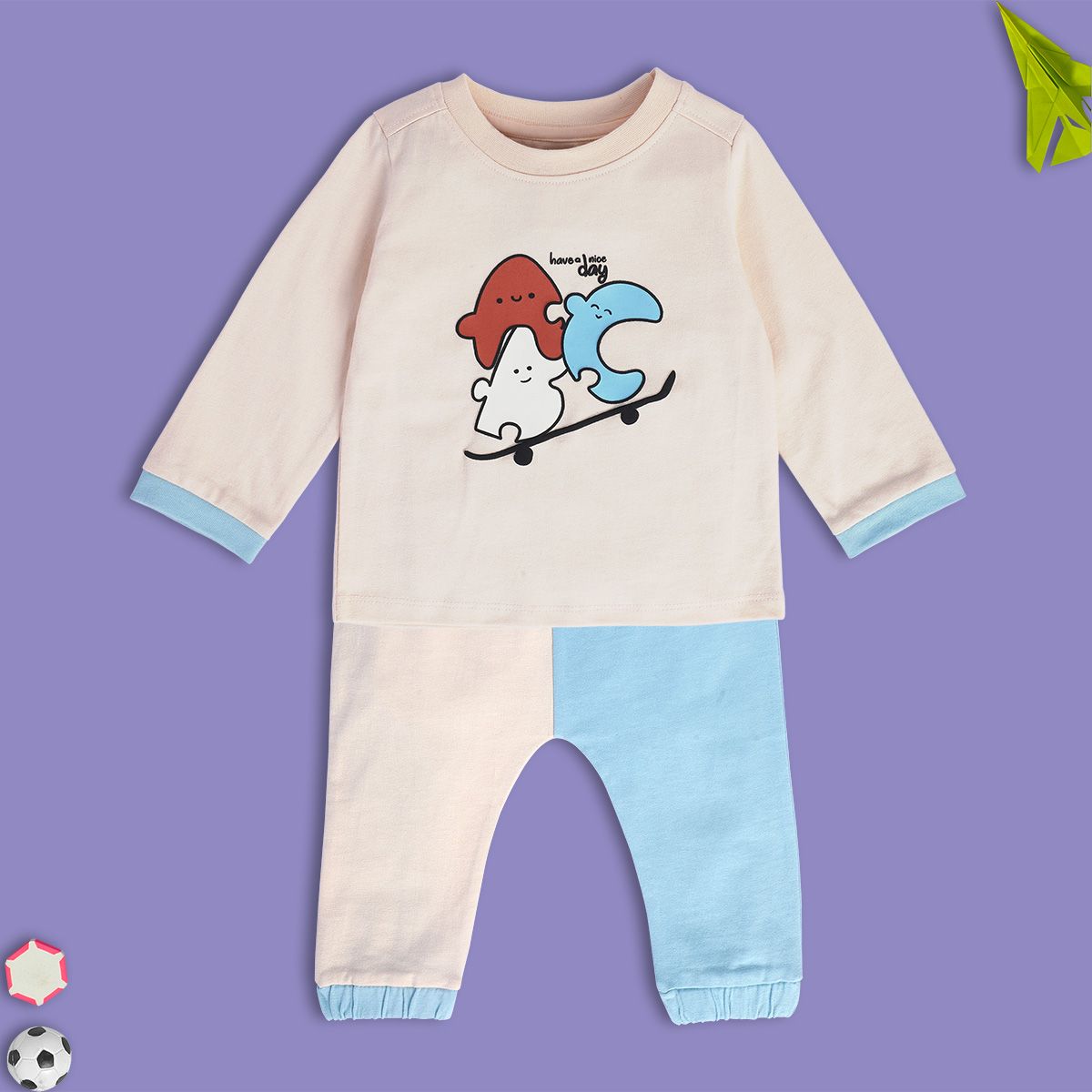 Boys Multicolor Pack Of 2 T-Shirt And Bottom