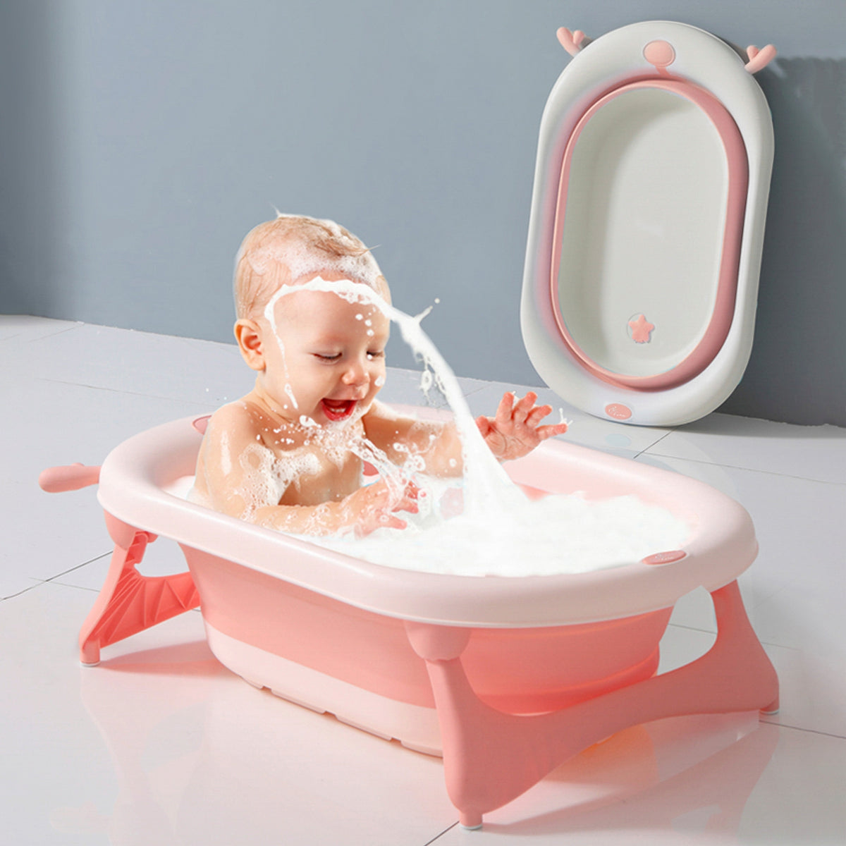 R for Rabbit Bubble Double Aqua Baby Bath Tub Pink