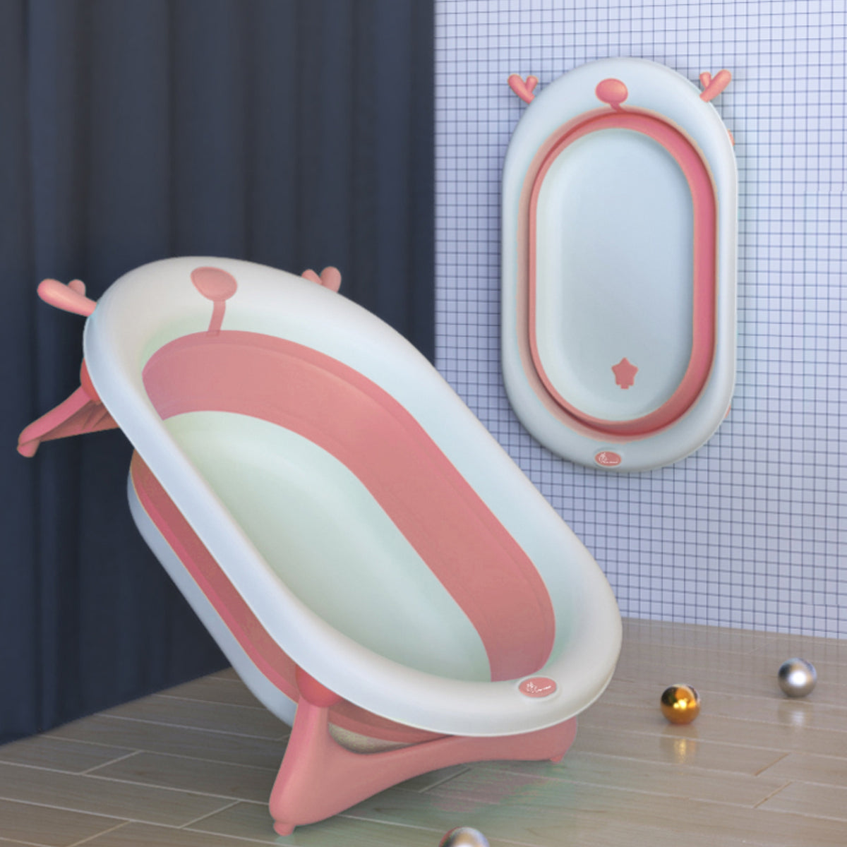 R for Rabbit Bubble Double Aqua Baby Bath Tub Pink