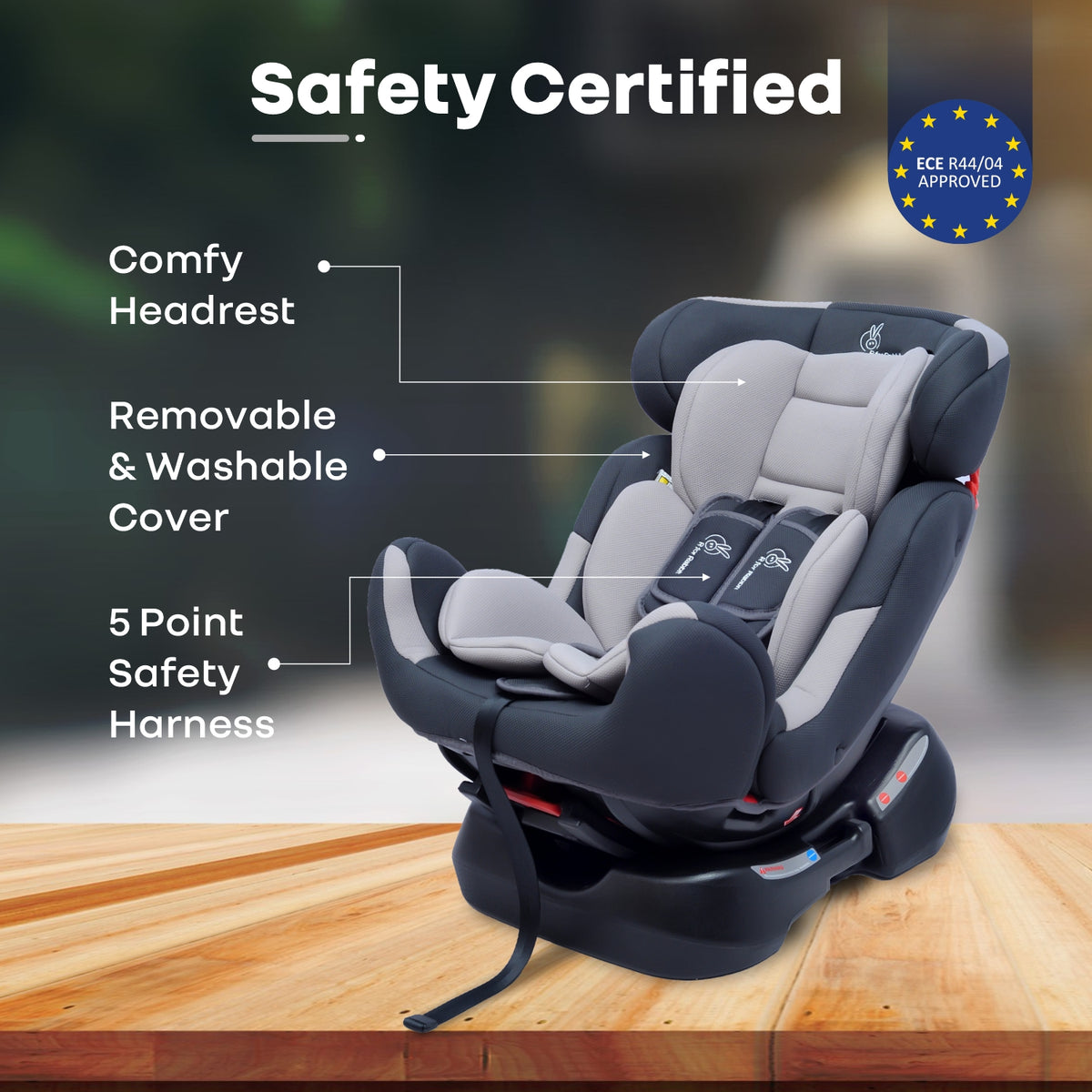 R for Rabbit Jack N Jill Grand Baby Car Seat Grey