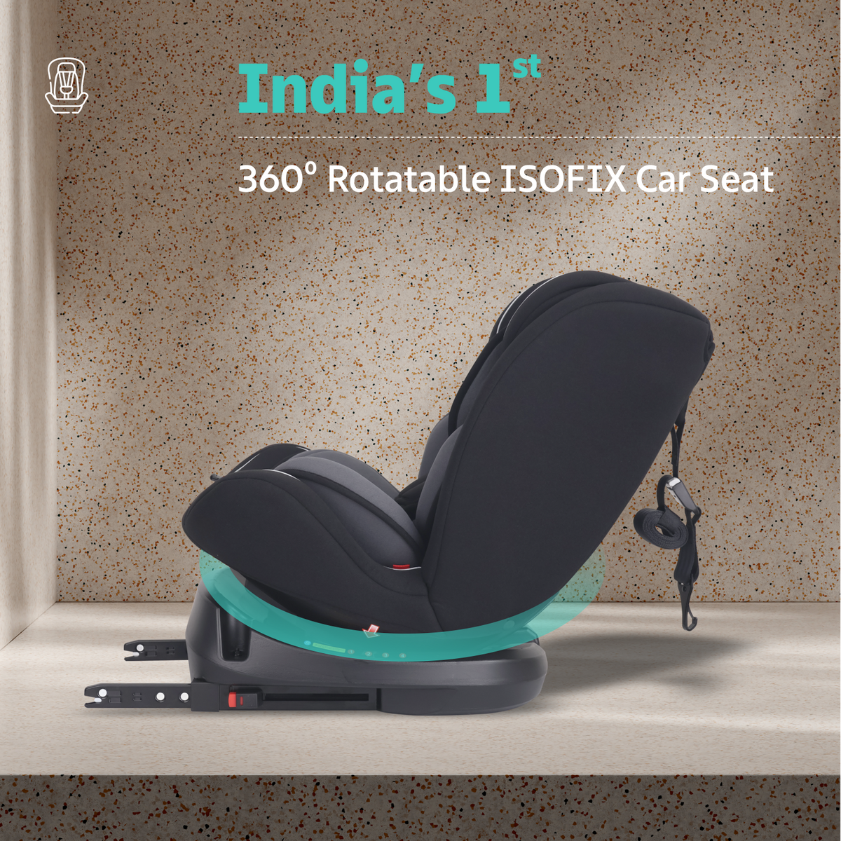 R for Rabbit Jack N Jill Grand ISOFIX Baby Car Seat Black Grey