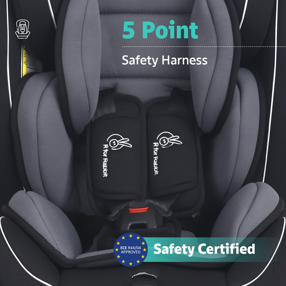 R for Rabbit Jack N Jill Grand ISOFIX Baby Car Seat Black Grey