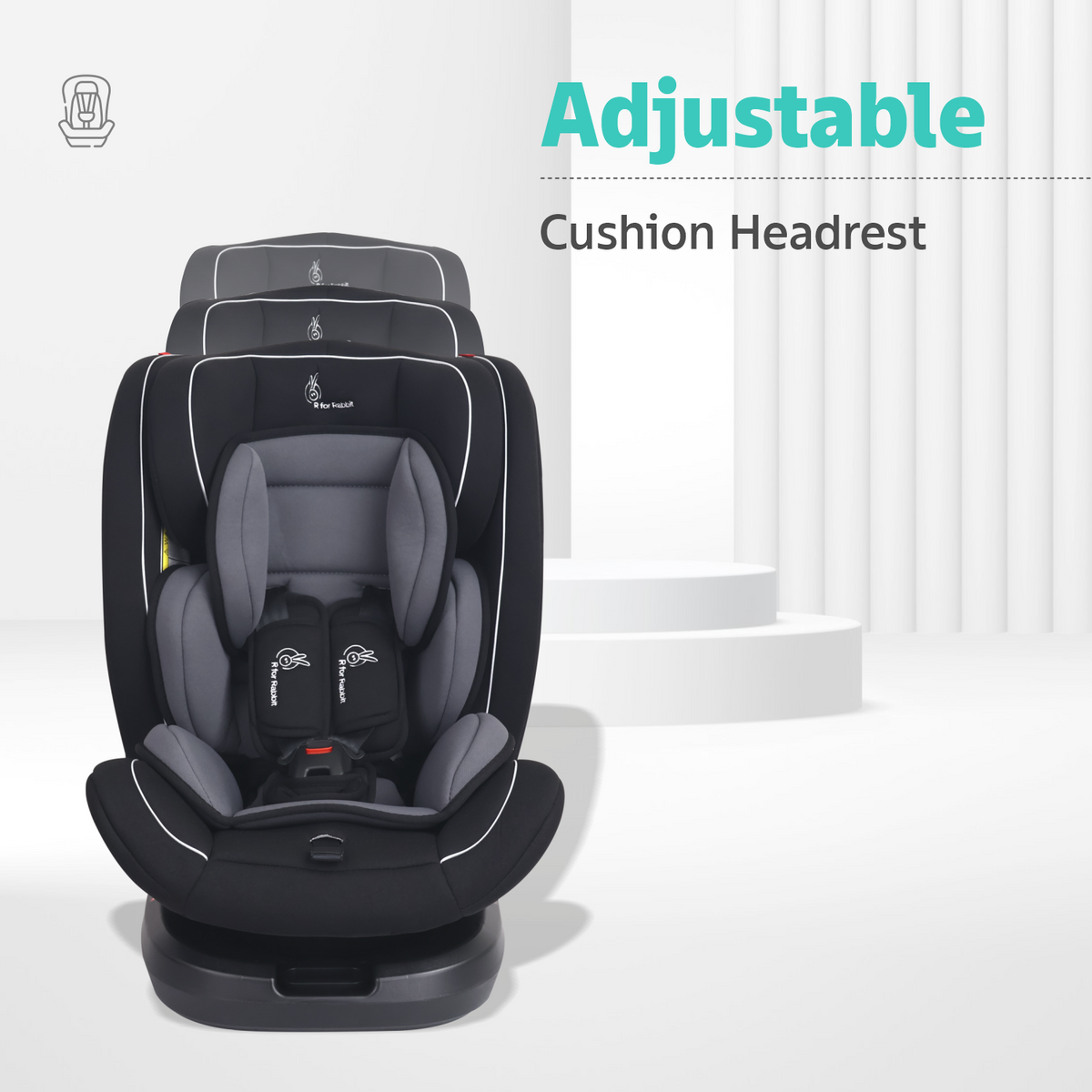 R for Rabbit Jack N Jill Grand ISOFIX Baby Car Seat Black Grey