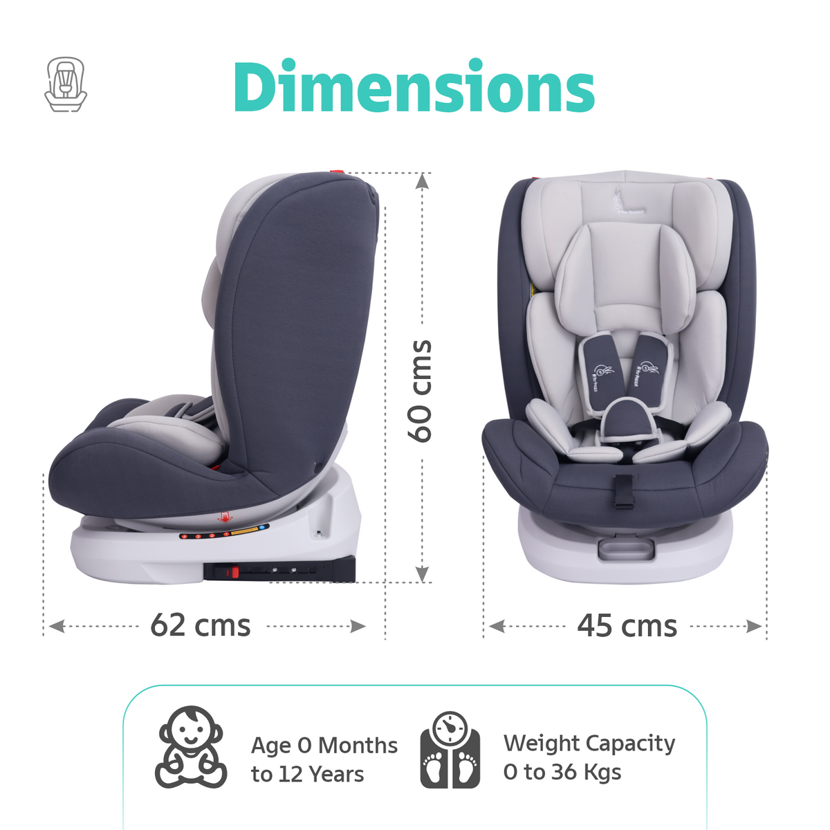 R for Rabbit Jack N Jill Grand ISOFIX Baby Car Seat Grey