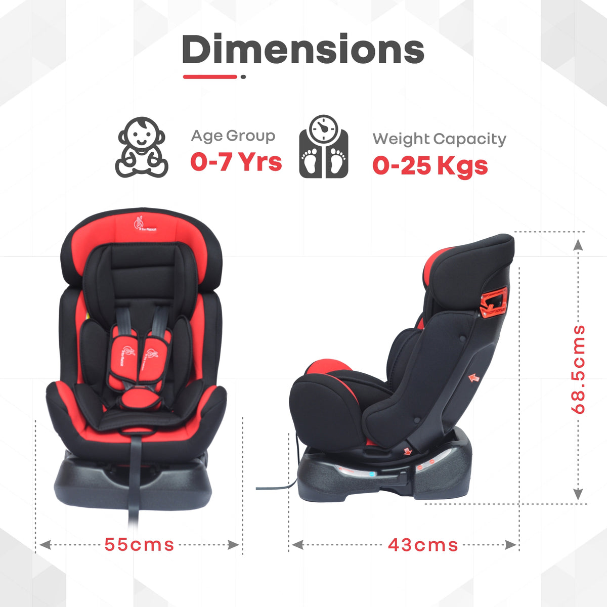 R for Rabbit Jack N Jill Grand Baby Car Seat Red