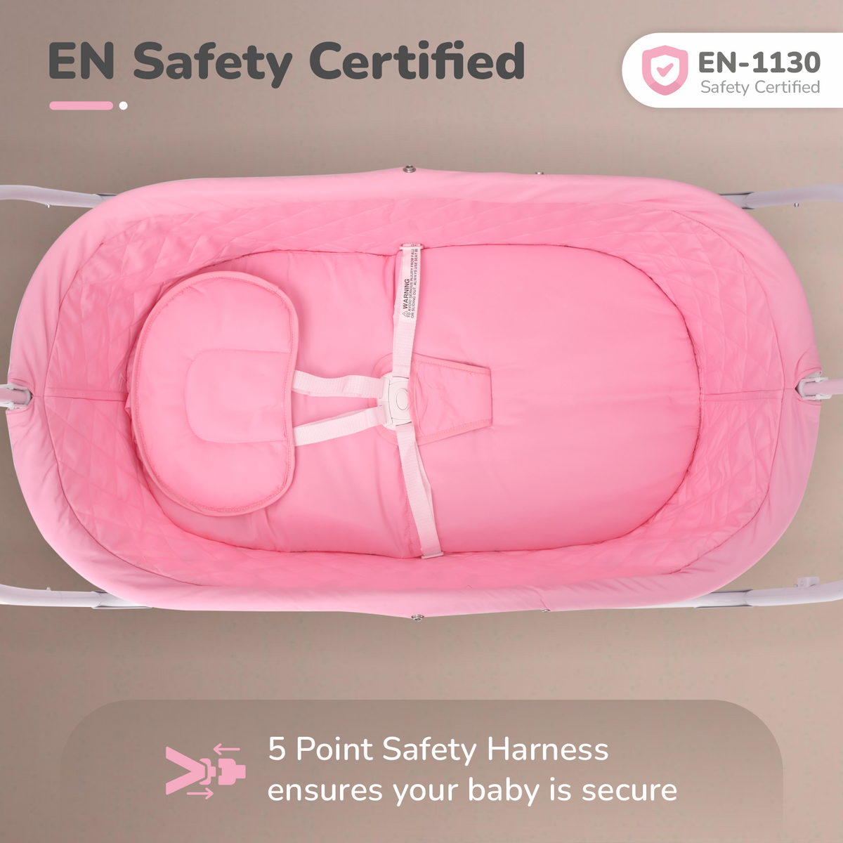 R for Rabbit Lullabies Auto Swing Baby Cradle Pink