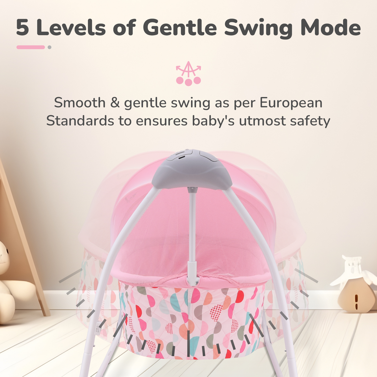 R for Rabbit Lullabies Auto Swing Baby Cradle Pink