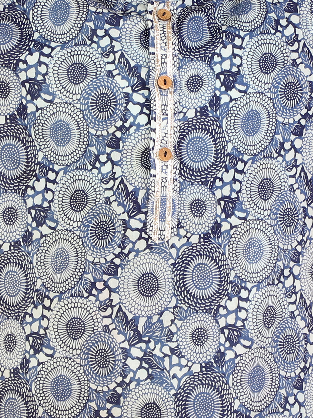 Lil Drama Boys Geometric Print Kurta With Pajama Set, Blue And White