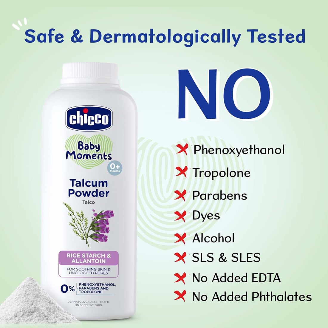 Chicco Baby Moments Talcum Powder with Rice Starch and Allantoin Gentle Baby Skin Care