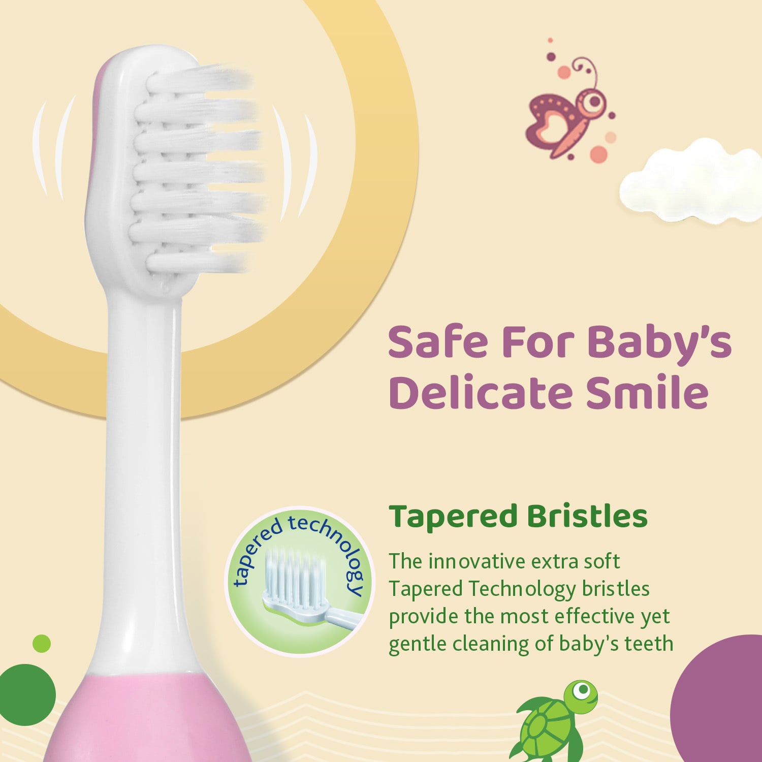 Chicco Baby Toothbrushes Pink and Green Pack of 2 Soft Bristles Oral Care Essentials