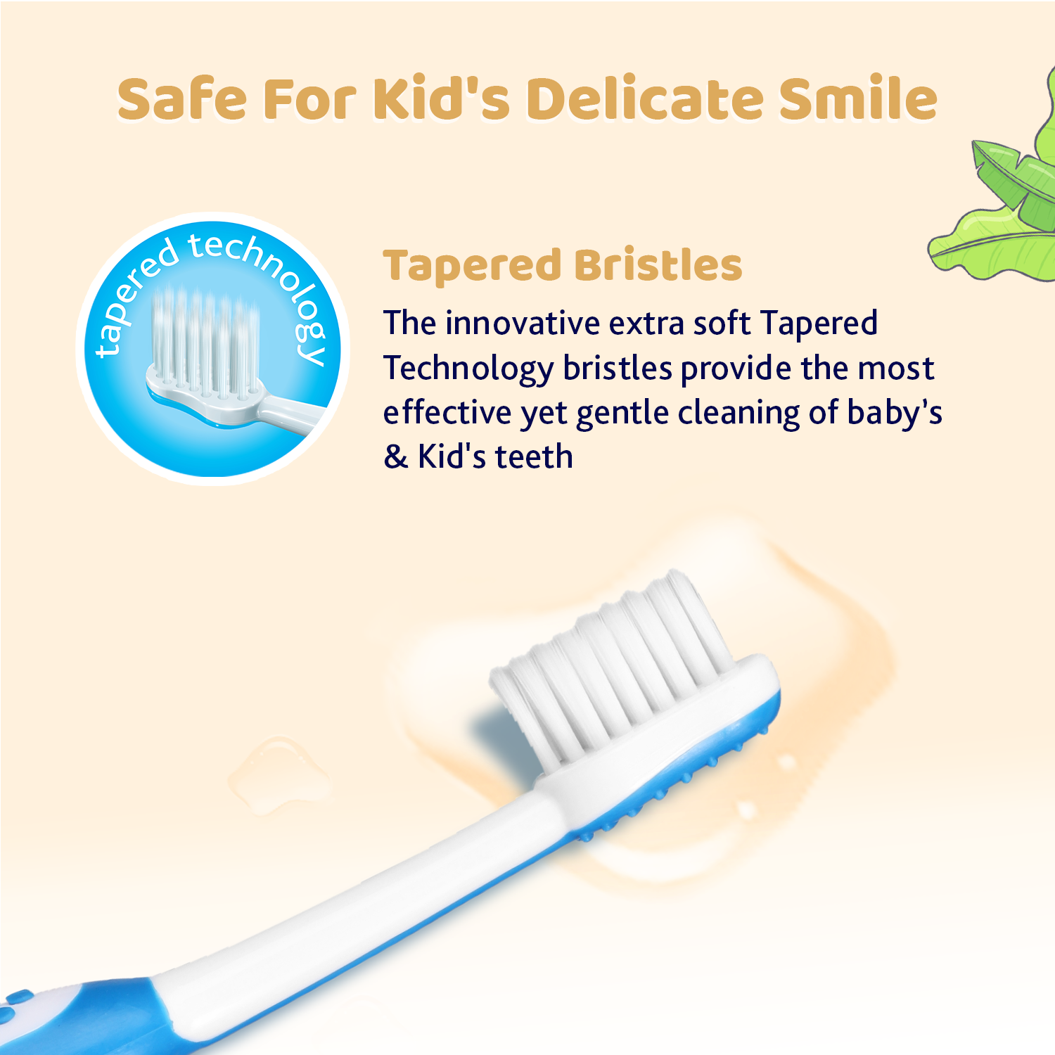 Chicco Kids Toothbrushes Blue and Orange Pack of 2 with Protective Caps Soft Bristles Oral Care Essentials