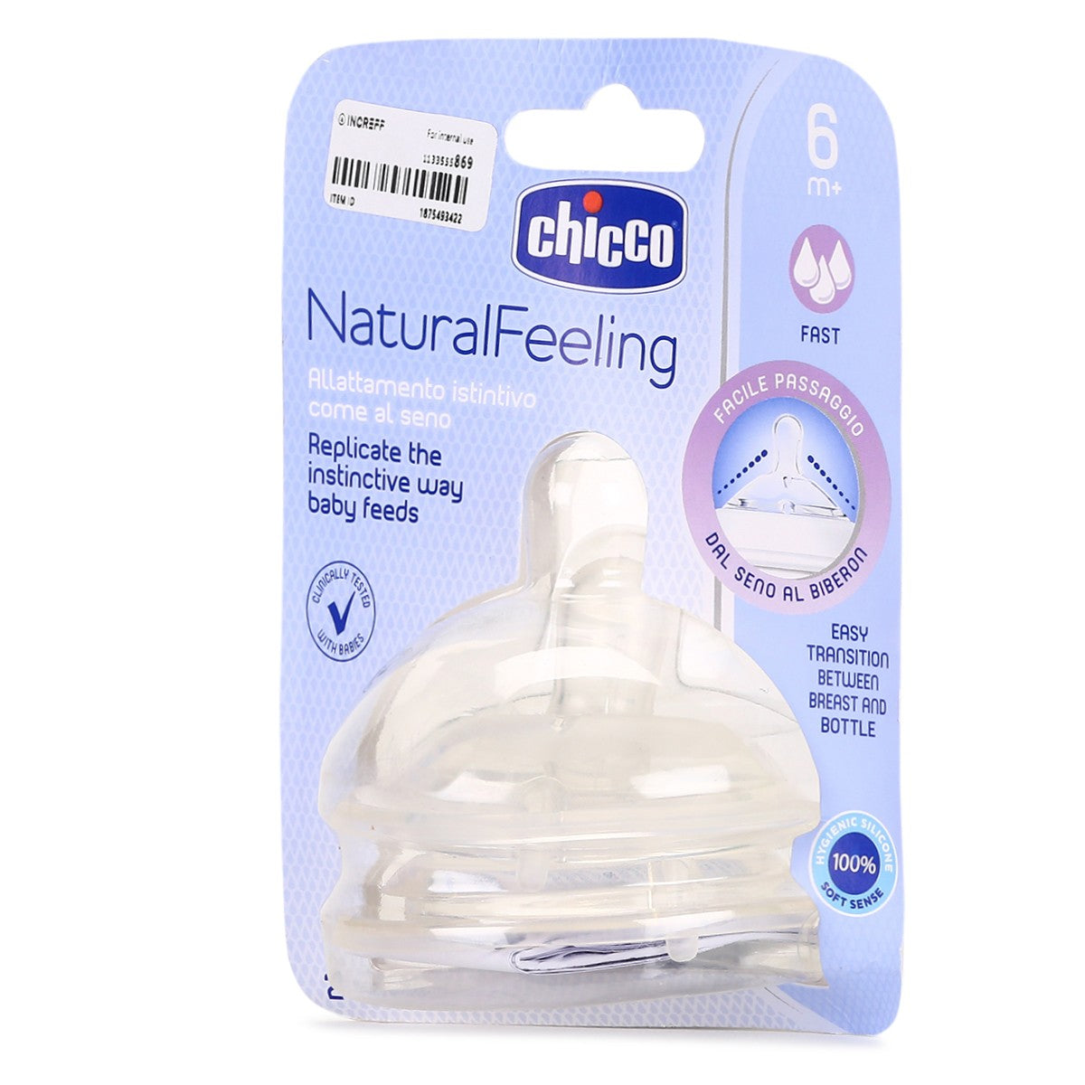 Chicco NaturalFeeling Medium Flow Silicone Feeding Teat 2m+ Bottle Nipple 1 Piece