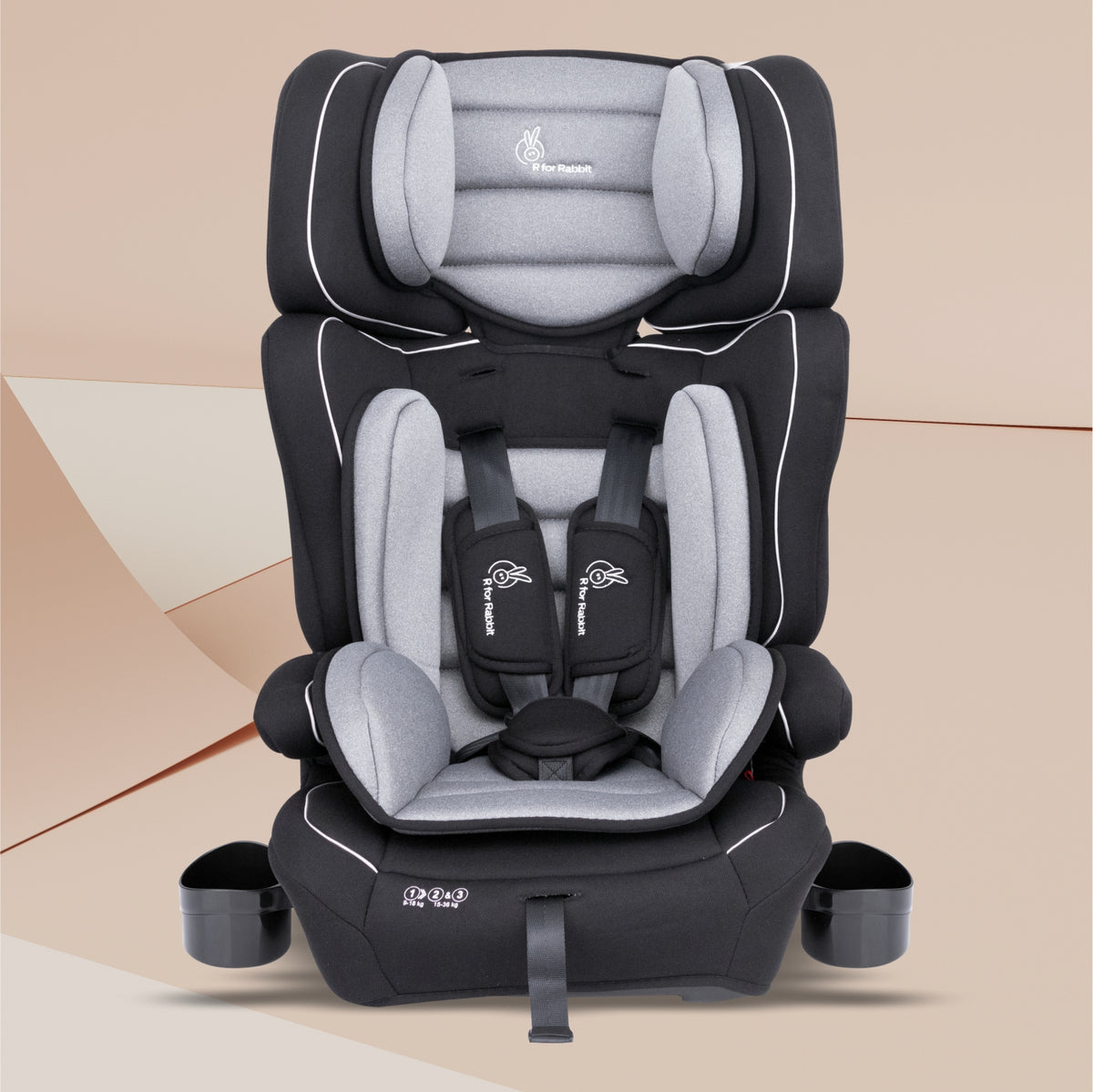 R for Rabbit Jumping Jack Grand Baby Car Seat Black Grey