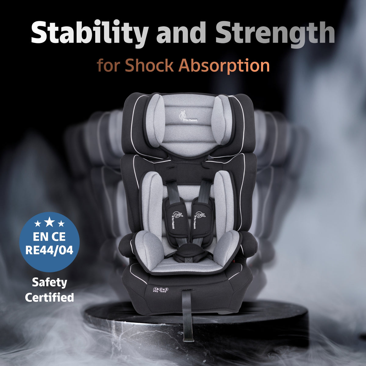 R for Rabbit Jumping Jack Grand Baby Car Seat Black Grey