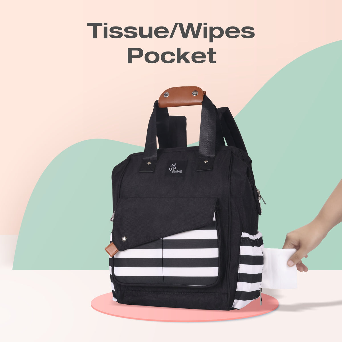R for Rabbit Caramello Delight Diaper Bag Black White