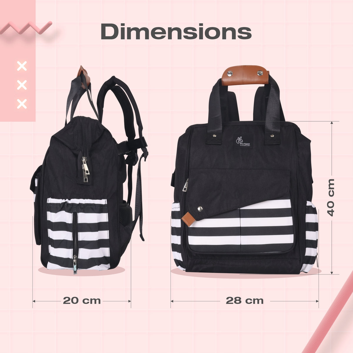 R for Rabbit Caramello Delight Diaper Bag Black White