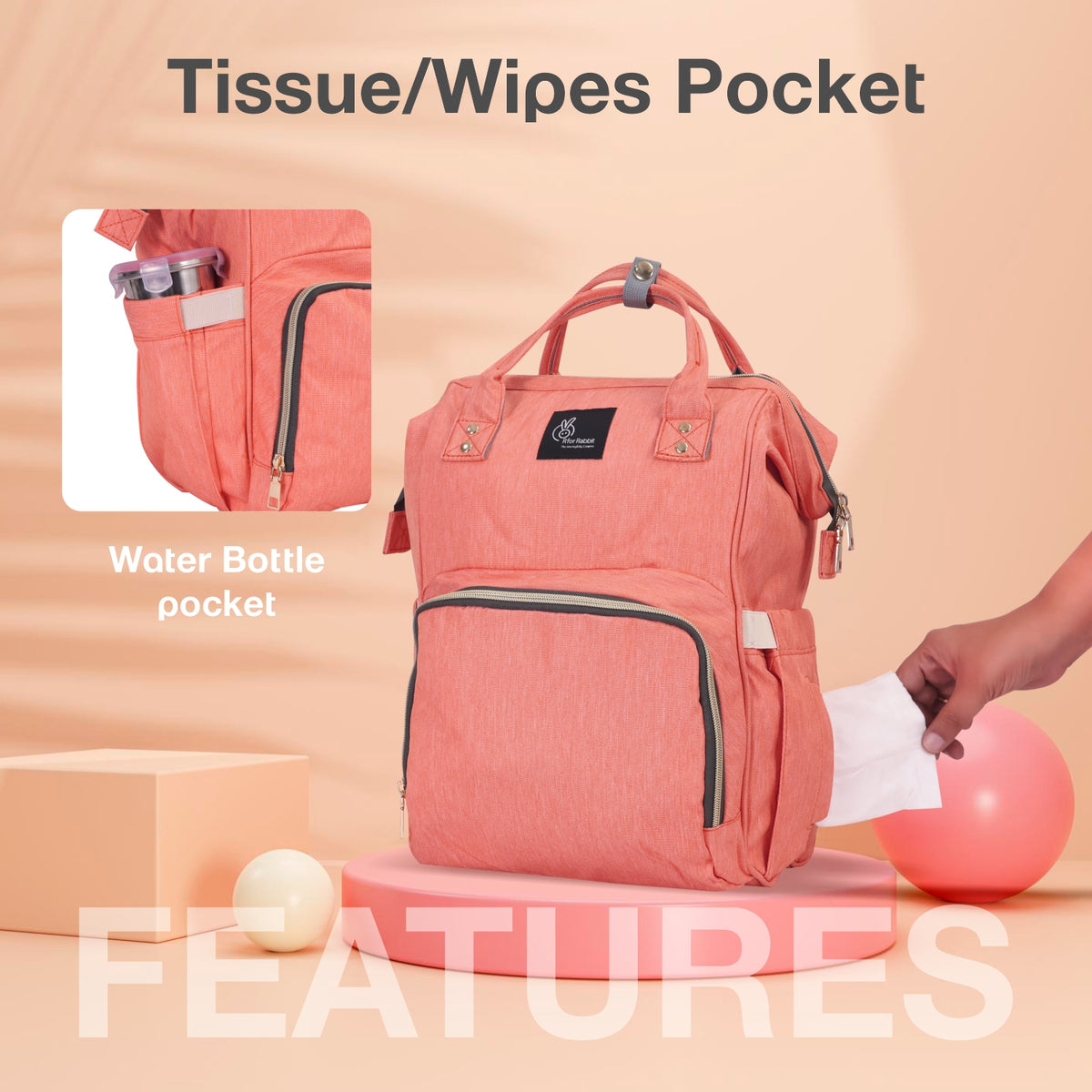 R for Rabbit Caramello Diaper Bag Pink