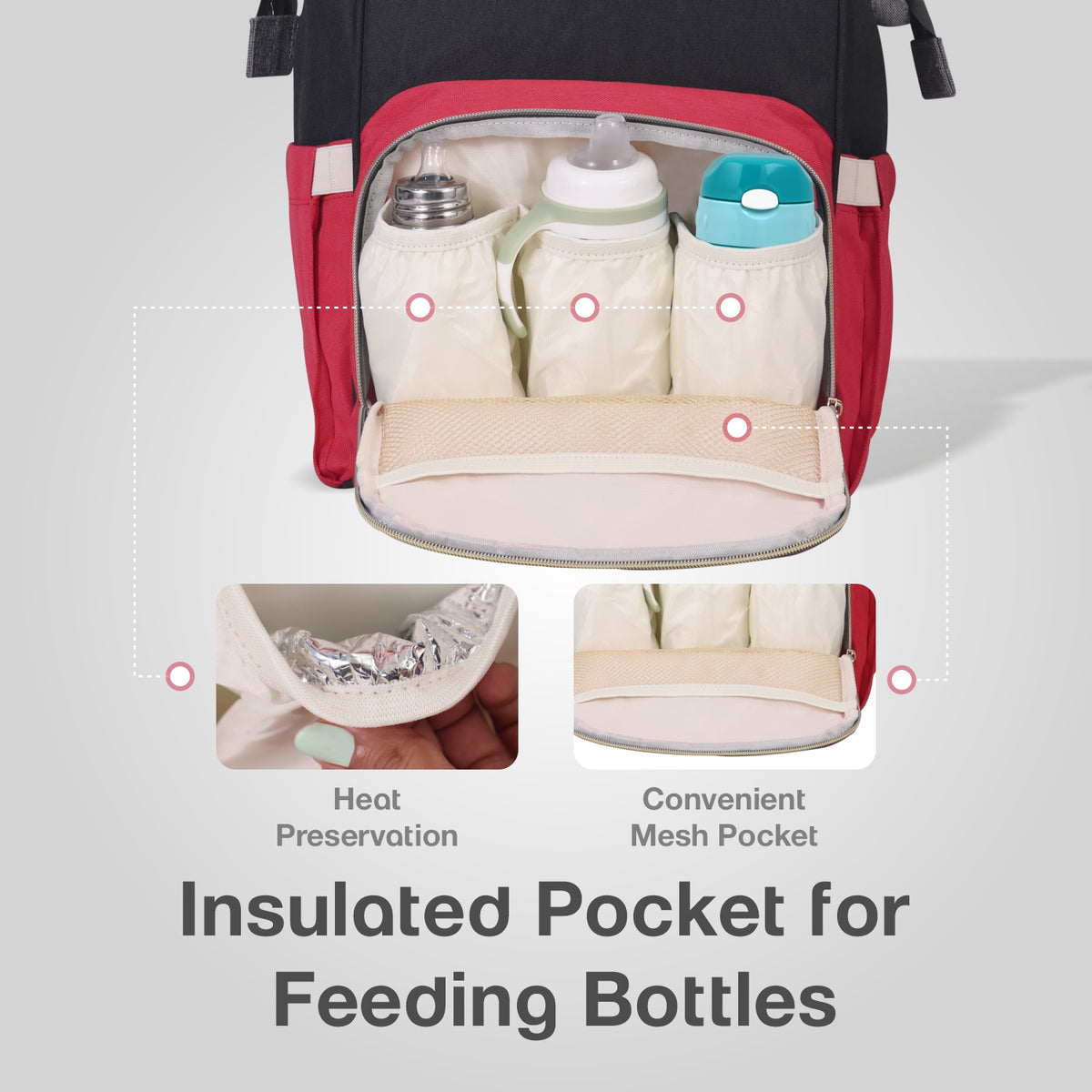R for Rabbit Caramello Diaper Backpack Red Black