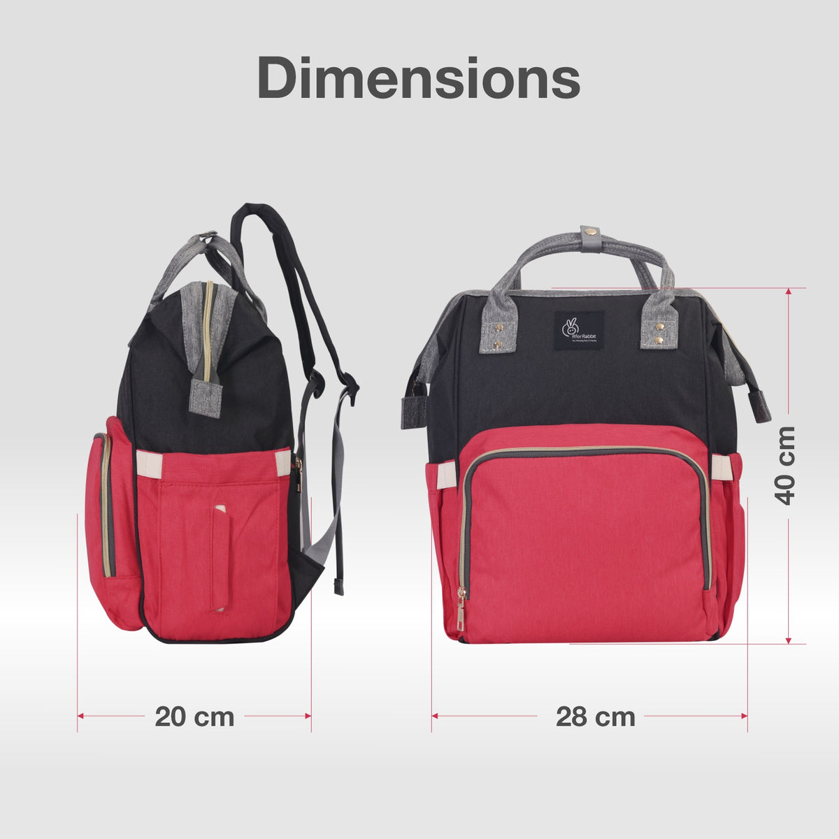 R for Rabbit Caramello Diaper Backpack Red Black
