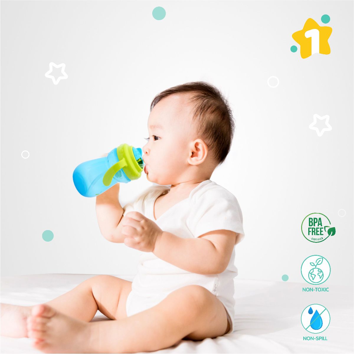 1st Step Twin Handle Sipper Cup With Straw - 360 ml