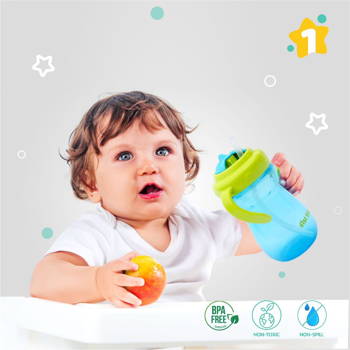 1st Step Twin Handle Sipper Cup With Straw - 360 ml