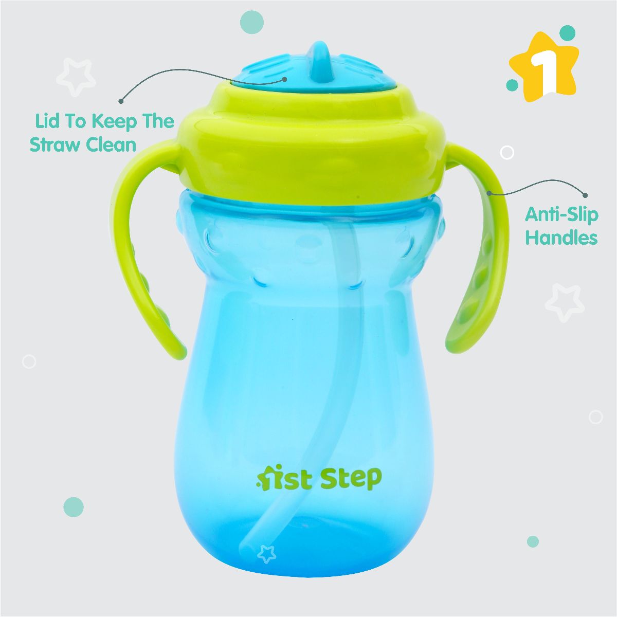 1st Step Twin Handle Sipper Cup With Straw - 360 ml