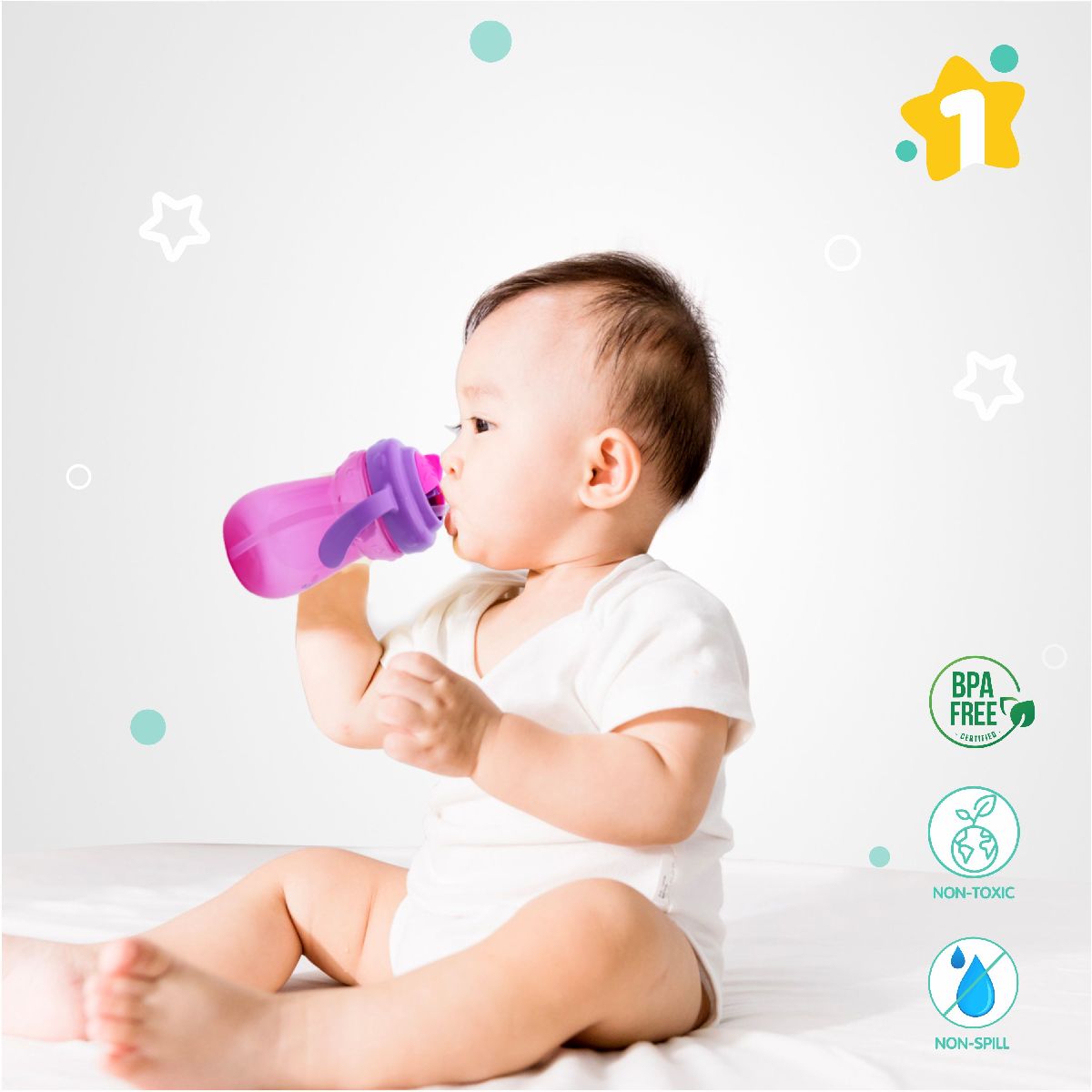1st Step Twin Handle Sipper Cup With Straw - 360 ml