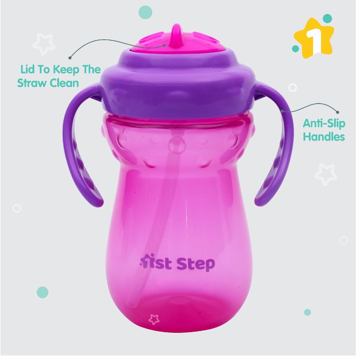 1st Step Twin Handle Sipper Cup With Straw - 360 ml
