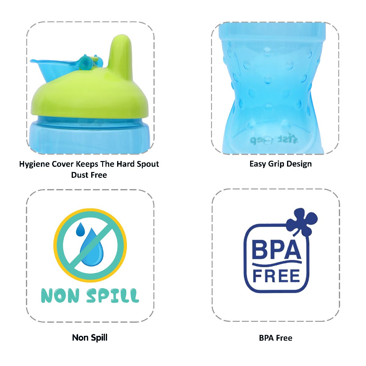1st Step Hard Spout Grippy Cup Blue - 360 ml
