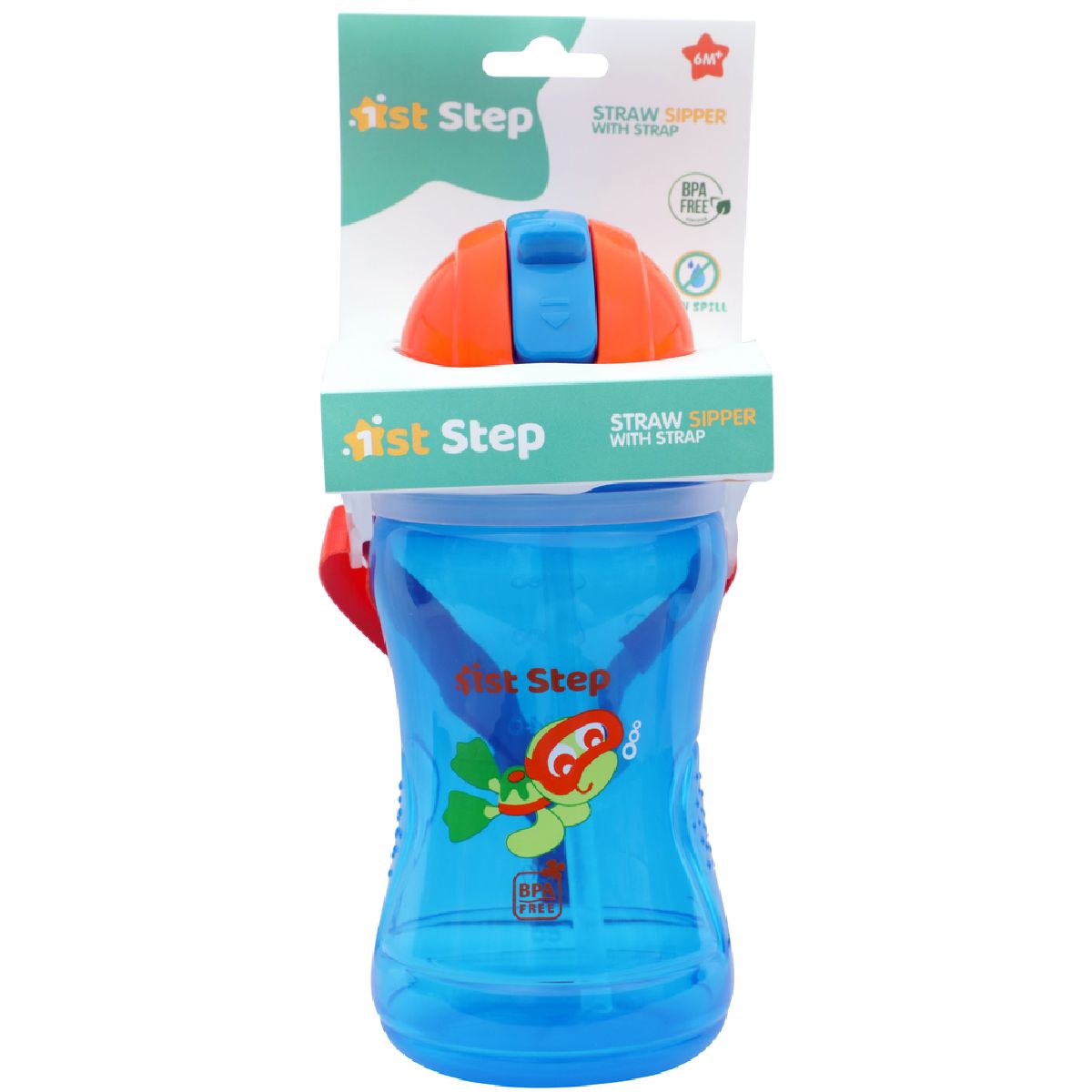 1st Step Soft Straw Baby Sipper Cup with Straps Blue - 360 ml