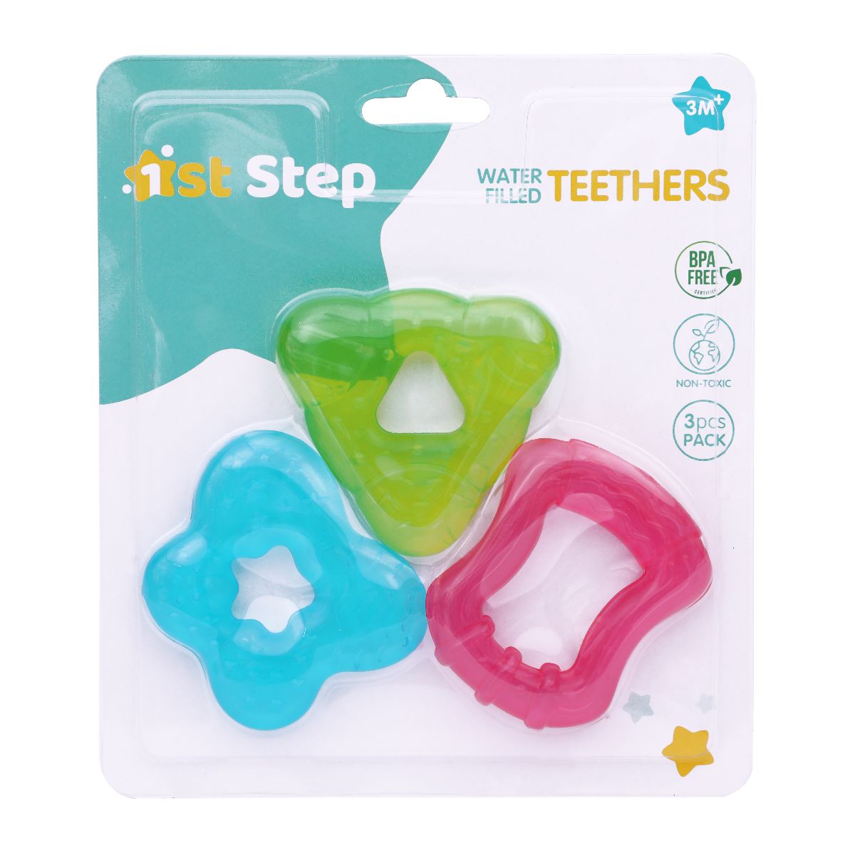 1st Step 3Pcs Pack Water Filled Multicolored Teether
