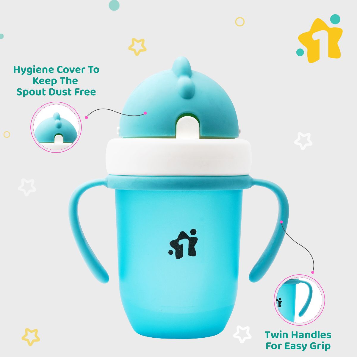 1st Step Soft Straw Sipper With Twin Handles Blue - 210 ml
