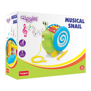 Giggles Musical Snail Pull Along Xylophone Toy with Drum and Mallet for Toddlers