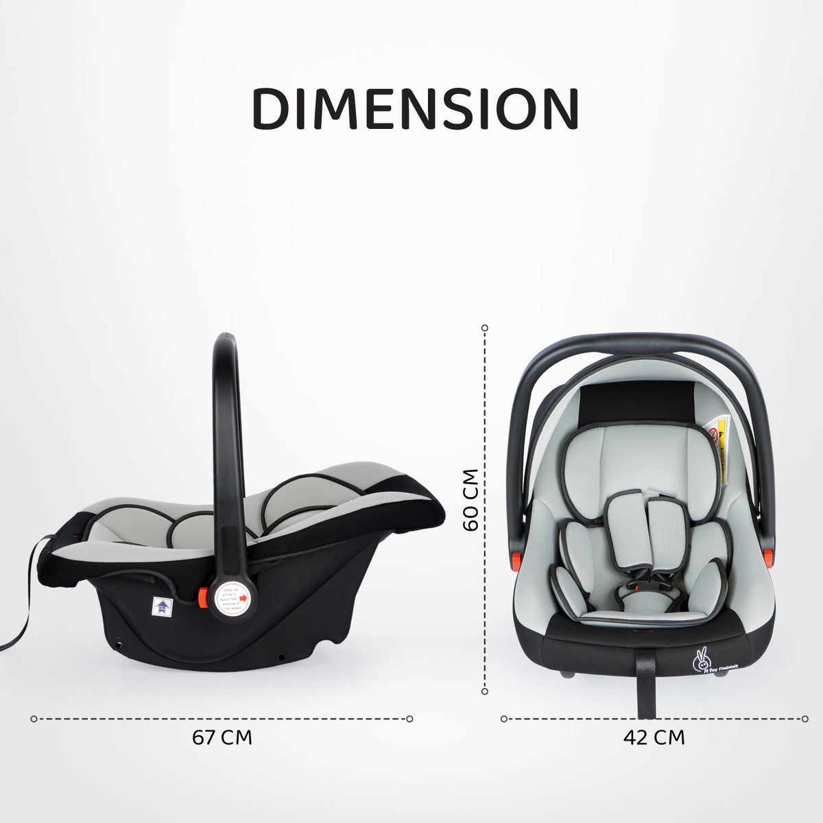 R for Rabbit Picaboo 4 in 1 Baby Carry Cot Black Grey