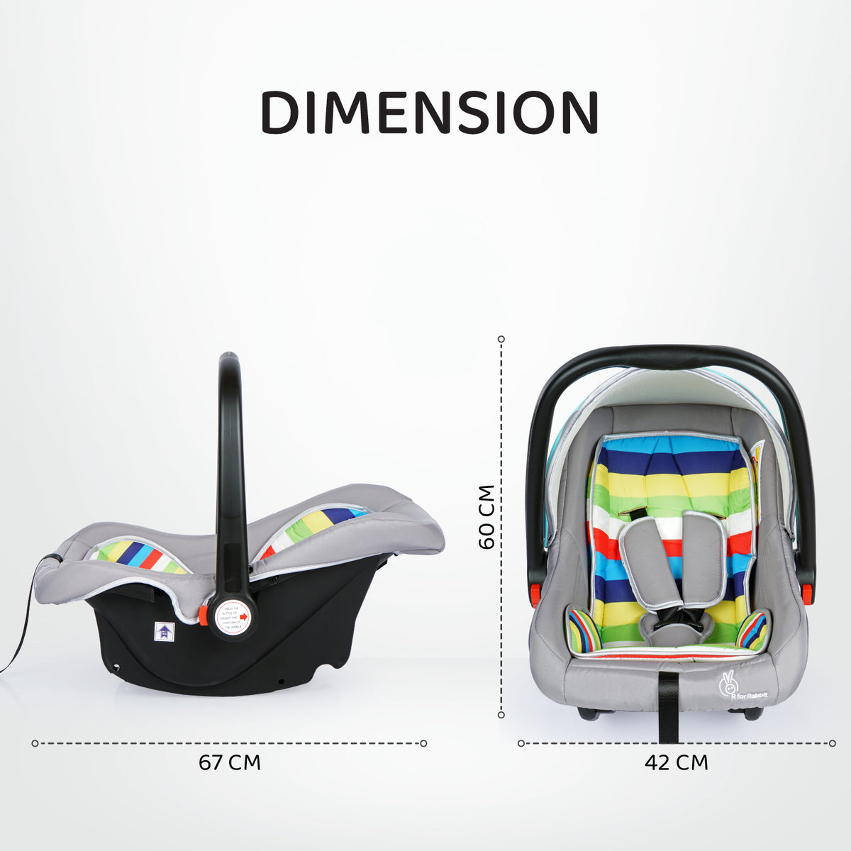 R for Rabbit Picaboo 4 in 1 Carry Cot Car Seat Rainbow