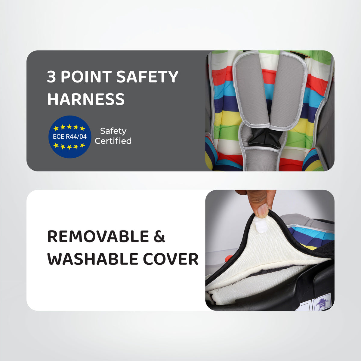 R for Rabbit Picaboo 4 in 1 Carry Cot Car Seat Rainbow