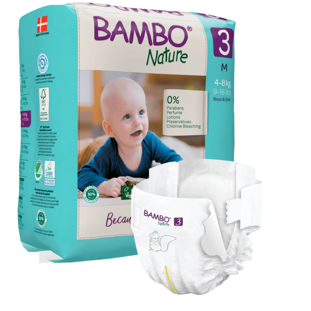 Bambo Nature Tape Diapers, Medium Size - 28 Pieces