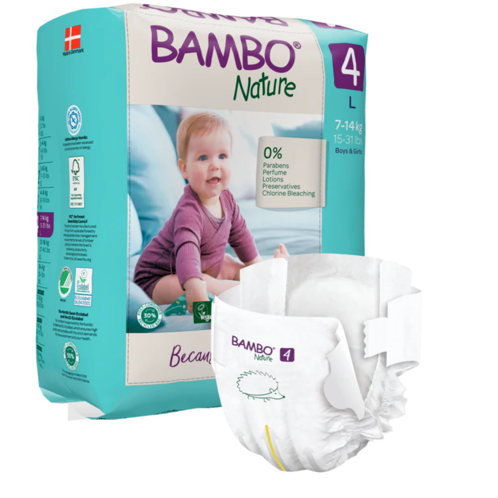 Bambo Nature Tape Diapers, Large Size - 24 Pieces