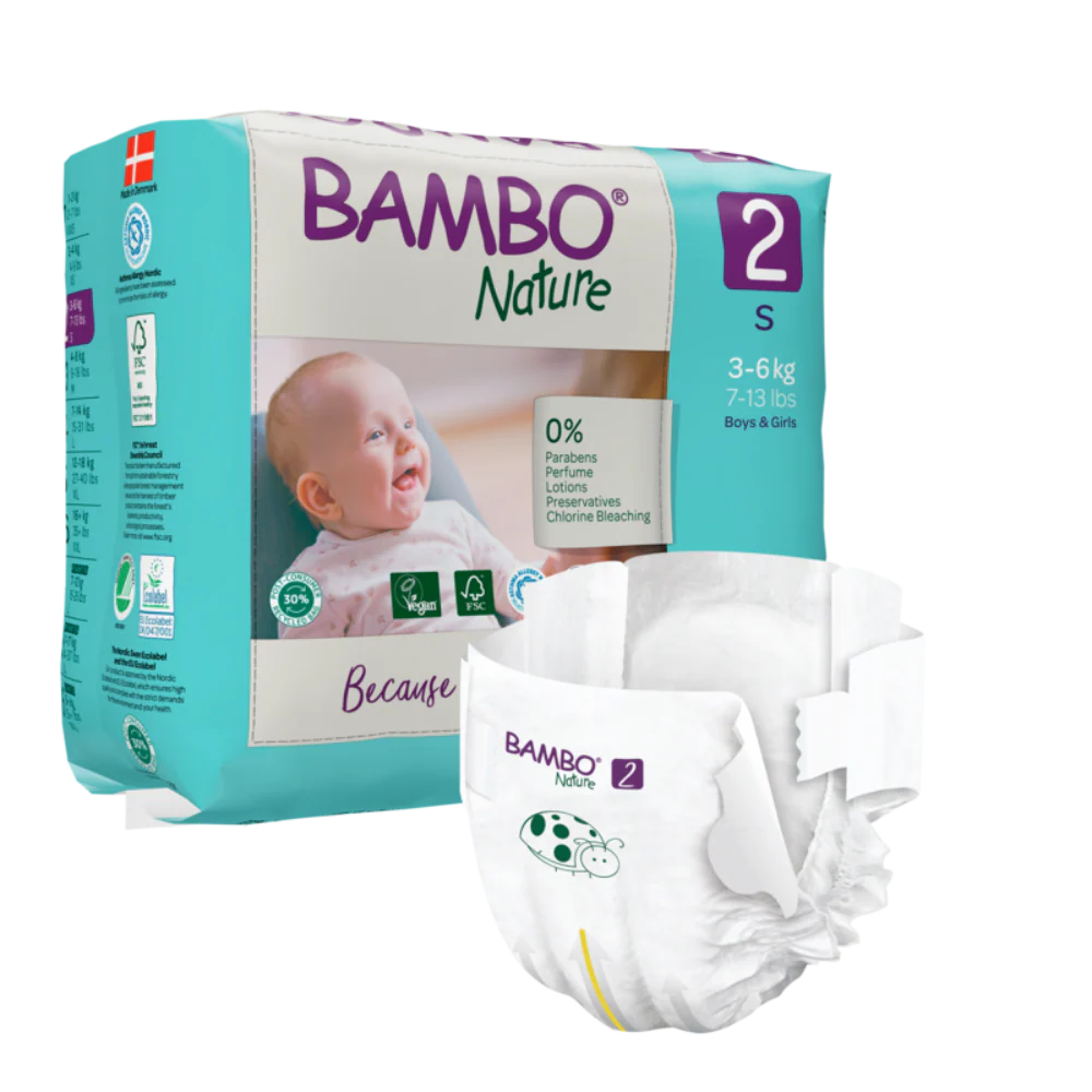 Bambo Nature Tape Diapers, Small Size - 30 Pieces