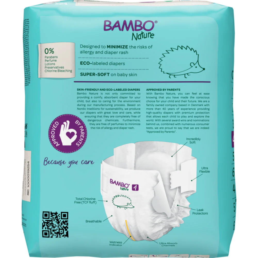 Bambo Nature Tape Diapers, Large Size - 24 Pieces