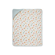 Baby Unisex White And Aqua Cotton Reversible Animal Printed Hooded Wrapper