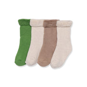 Baby Boys Green Cream And Taupe Cotton Blend Solid Socks Pack Of 4 Casual Wear