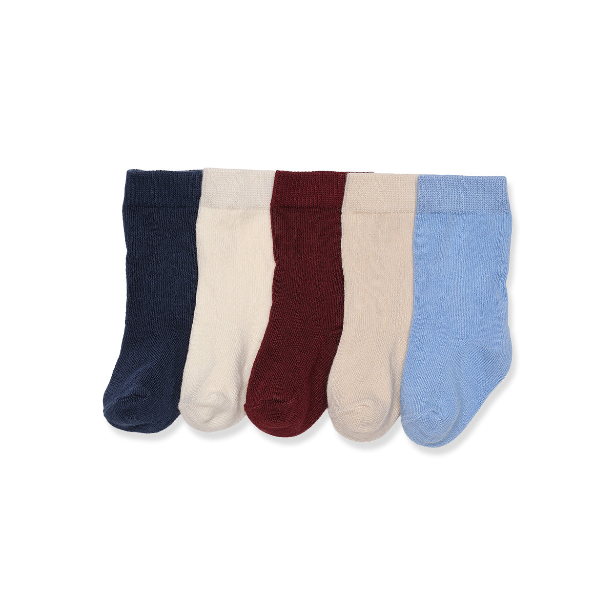 Baby Navy Blue, Ivory, Burgundy, Beige and Light Blue Cotton Blend Socks Pack of 5 Everyday Wear
