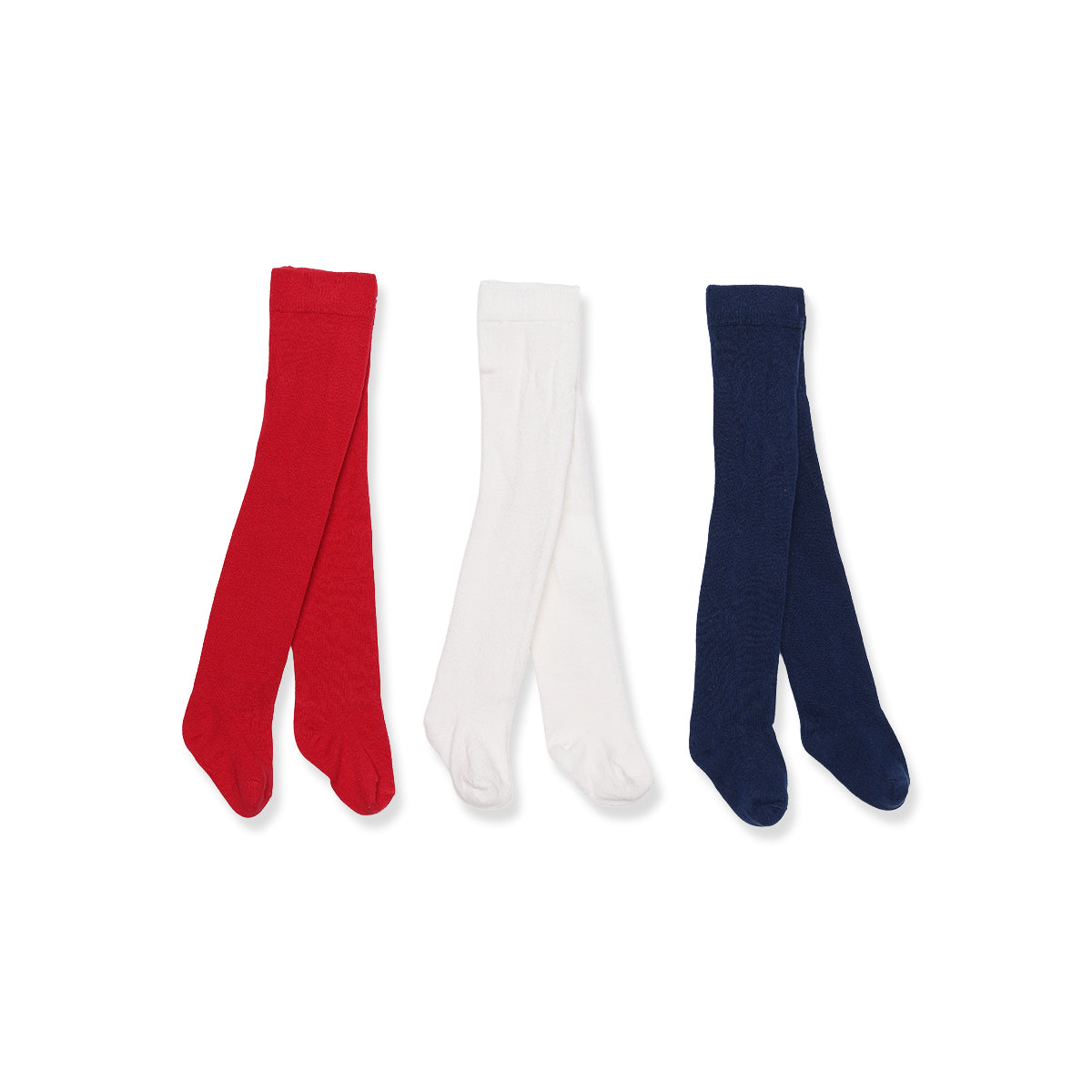 Baby Girls Red Off-White And Navy Blue Cotton Blend Solid Stockings Pack Of 3 Casual Wear